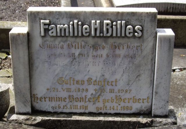 Billes Johann 1910-1980 Herbert Emma 1915-1948 Grabstein